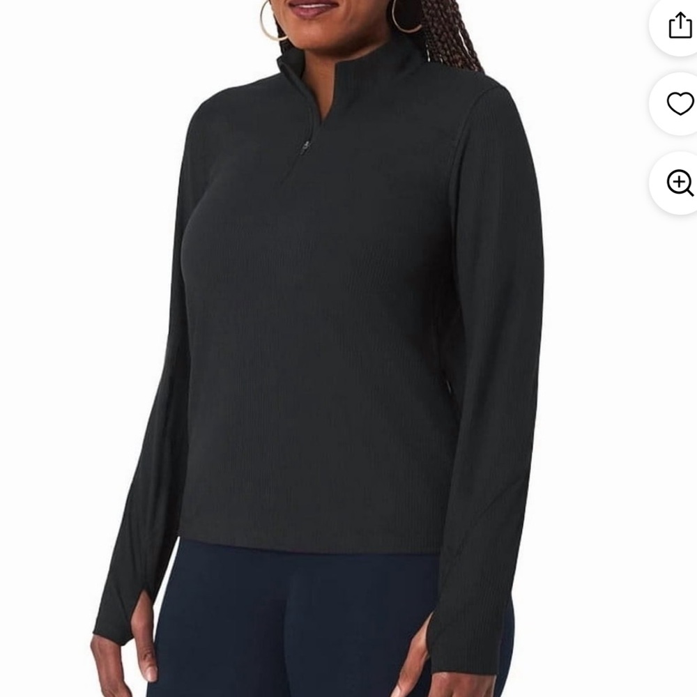 Mondetta Women's Long Sleeve Active Ribbed 1/2 Zip Top with Thumb Holes XXL